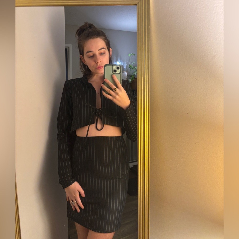 Cropped Pinstripe Dress